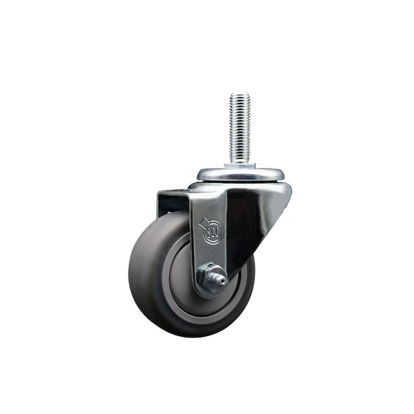 3 Inch Thermoplastic  Rubber Wheel Swivel 34 Inch Threaded Stem Caster Service Caster